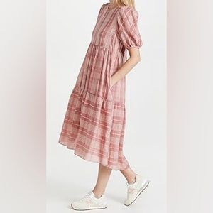 English Factory Plaid Midi Dress